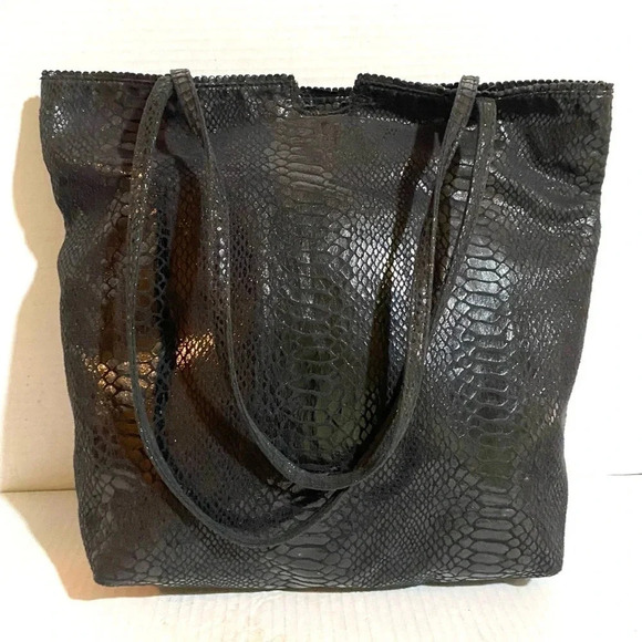 Carlos falchi black embossed leather shoulder handbag - Picture 5 of 7